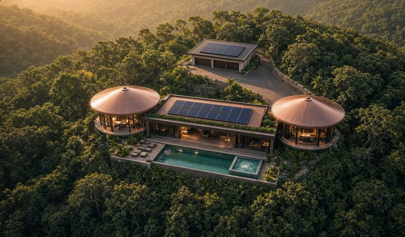 Toroidal Field Sanctuary — 2-bed solar-restrained estate vision