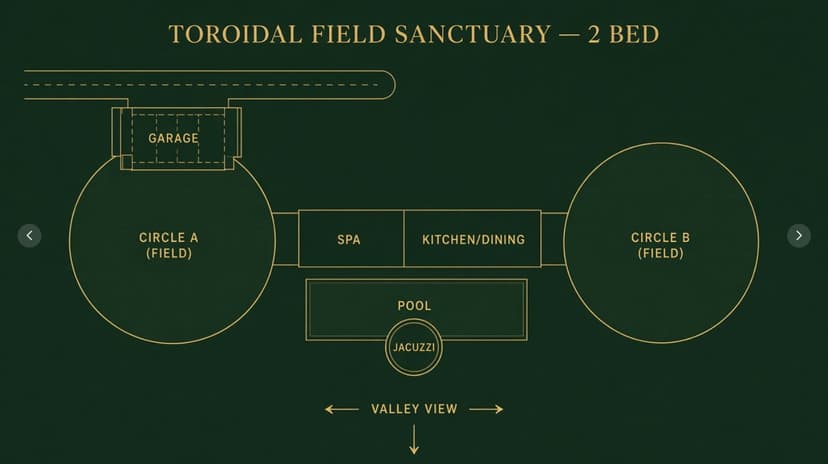 Toroidal Field Sanctuary — 2-bed site plan estate vision